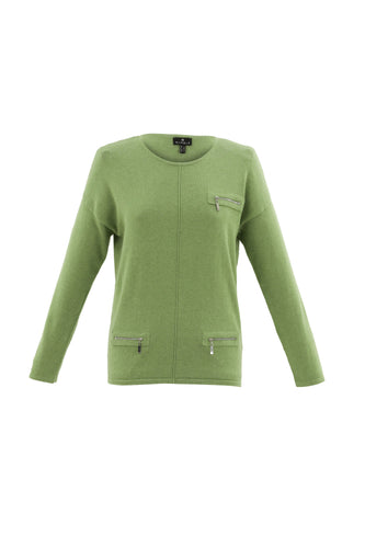 Marble - Jumper with Zip Pockets - Lime - 7572