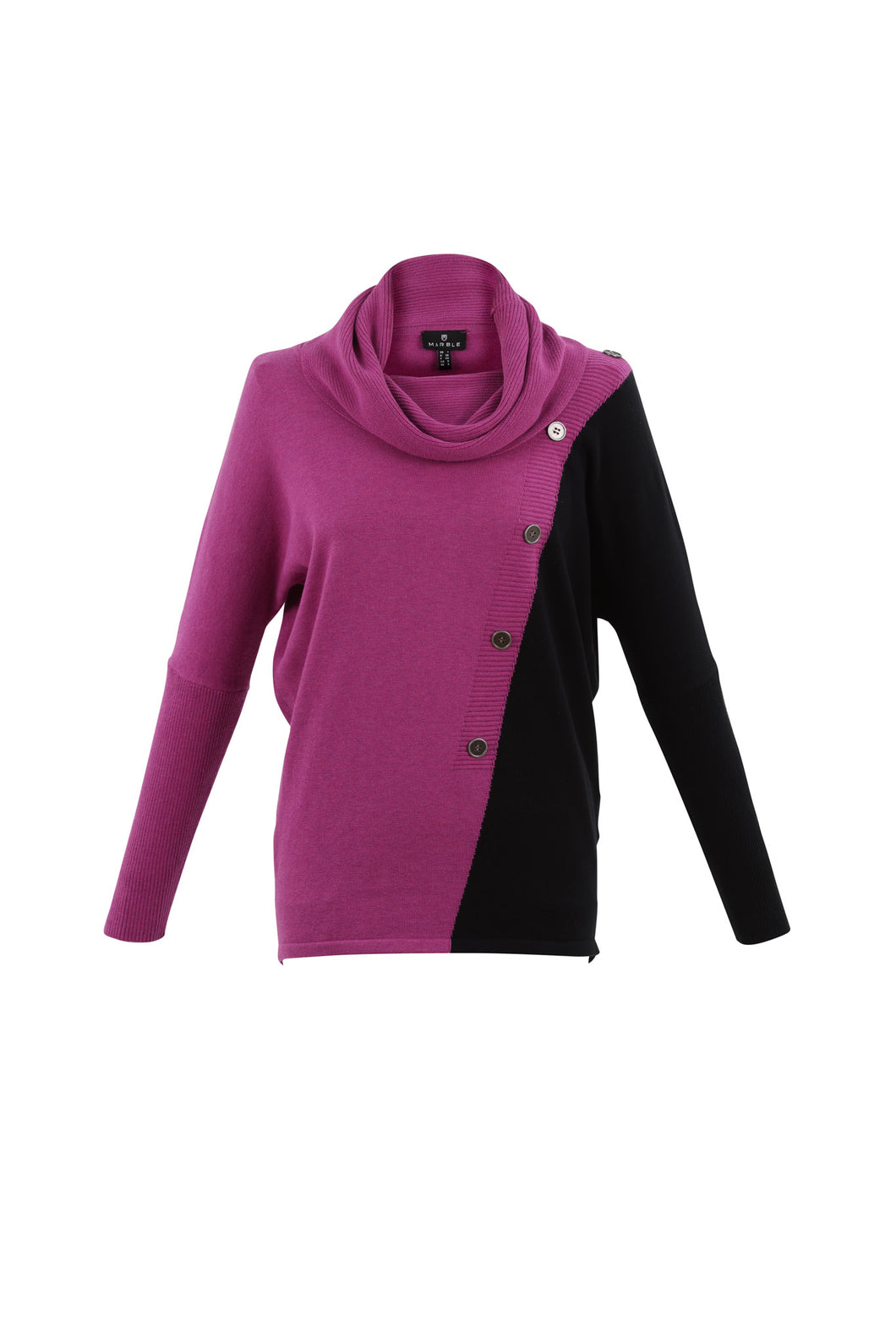 Marble - Cowl Neck Jumper - Pink & Black - 7609