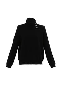 Marble - Relaxed boat neck sweater - Black - 7661