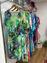 Load image into Gallery viewer, Allison - Silk Layered Dress - Green/Multi abstract print