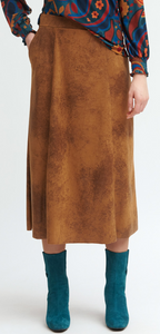 Tinta - Ana - Faux Leather Long Skirt - Tan