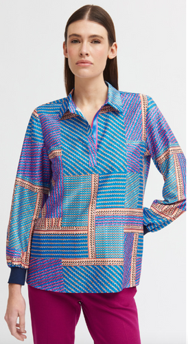 Tinta - Darisa - Tunic Blouse - Geometric Print = Blue & Lilac