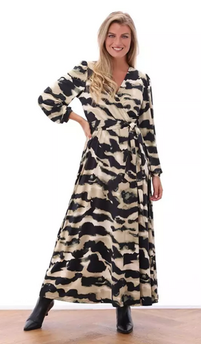 K Design - Crossover Maxi Dress - Cream/Khaki/Black - Z330