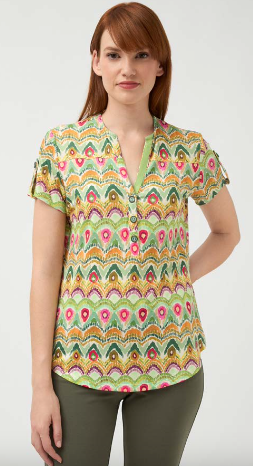 Tinta - Brita - Relaxed Short Sleeved top - Khaki Print