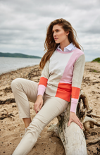 Load image into Gallery viewer, Sunday - Block Coloured Crew Neck Sweater - Pink/ Stone &amp; White