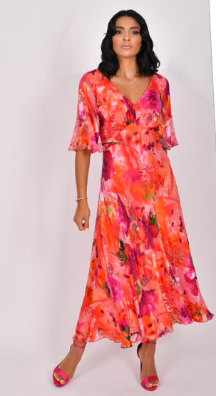 Allison - Silk Maxi Dress - Red Floral Print