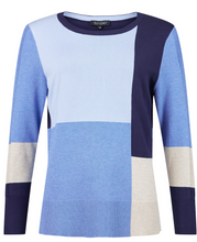 Load image into Gallery viewer, Sunday - Block Colured Crew Neck Sweater - Navy/Stone/Blue